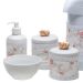 Potes, Garrafa, Molhadeira e Porta Álcool-Gel Com Capa Florzinha Dourada Quarto Bebê Infantil Menina