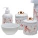 Potes, Garrafa, Molhadeira e Porta Álcool-Gel Com Capa Lacinho Dourado Quarto Bebê Infantil Menina