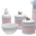 Potes, Garrafa, Molhadeira e Porta Álcool-Gel Com Capa Passarinho Dourado Quarto Bebê Infantil Menina