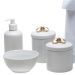 Potes, Garrafa, Molhadeira e Porta Álcool-Gel Lacinho Dourado Quarto Bebê Infantil Menina