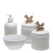 Potes, Molhadeira e Porta Álcool-Gel Com Capa Cavalinho Dourado Quarto Bebê Infantil