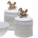 Potes, Molhadeira e Porta Álcool-Gel Com Capa Cavalinho Dourado Quarto Bebê Infantil