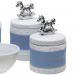 Potes, Molhadeira e Porta Álcool-Gel Com Capa Cavalinho Prata Quarto Bebê Unissex