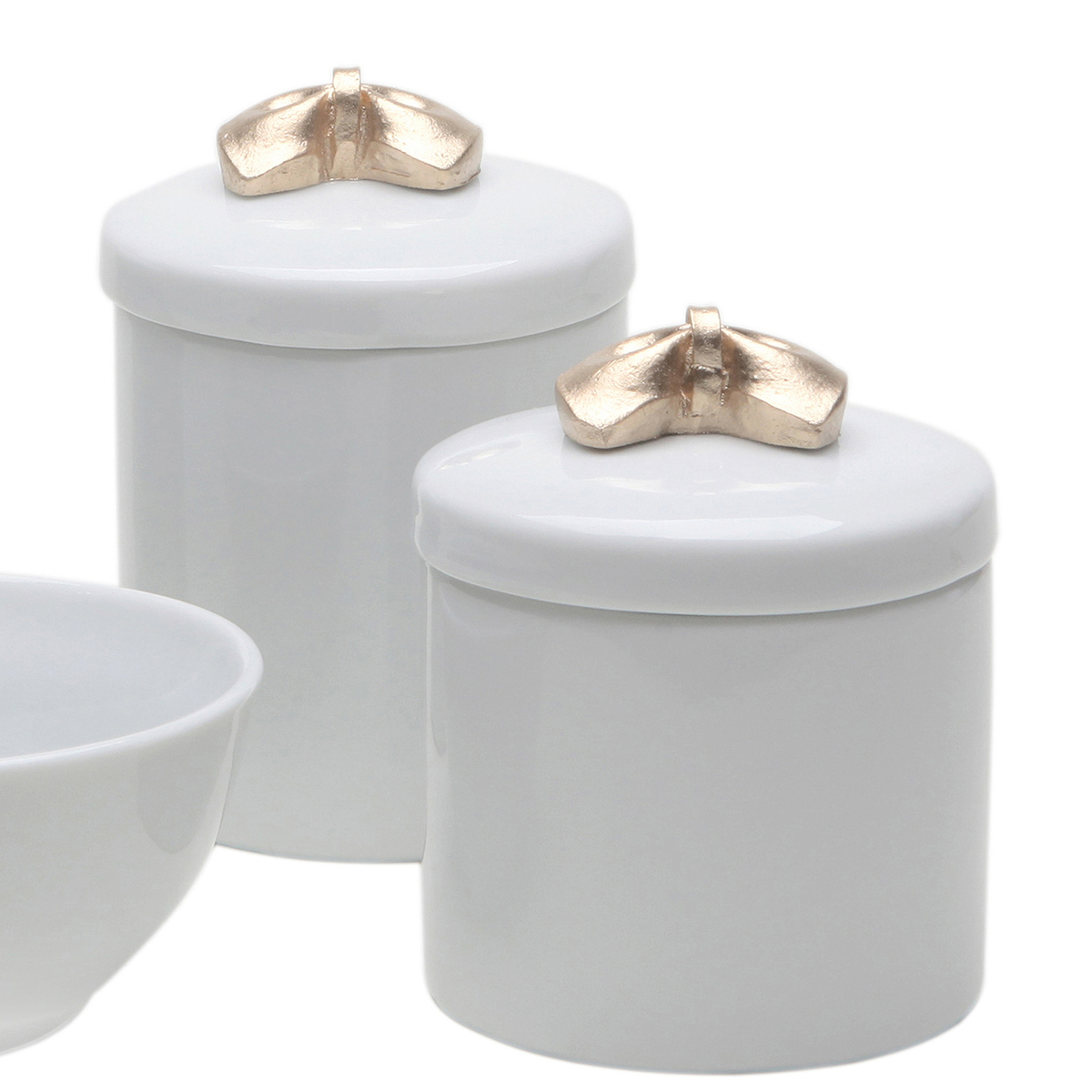 Potes, Molhadeira e Porta Álcool-Gel Lacinho Dourado Quarto Bebê Infantil Menina
