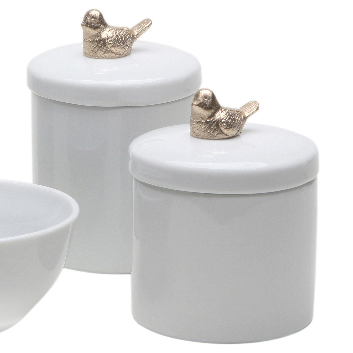 Potes, Molhadeira e Porta Álcool-Gel Passarinho Dourado Quarto Bebê Infantil Menina Menino