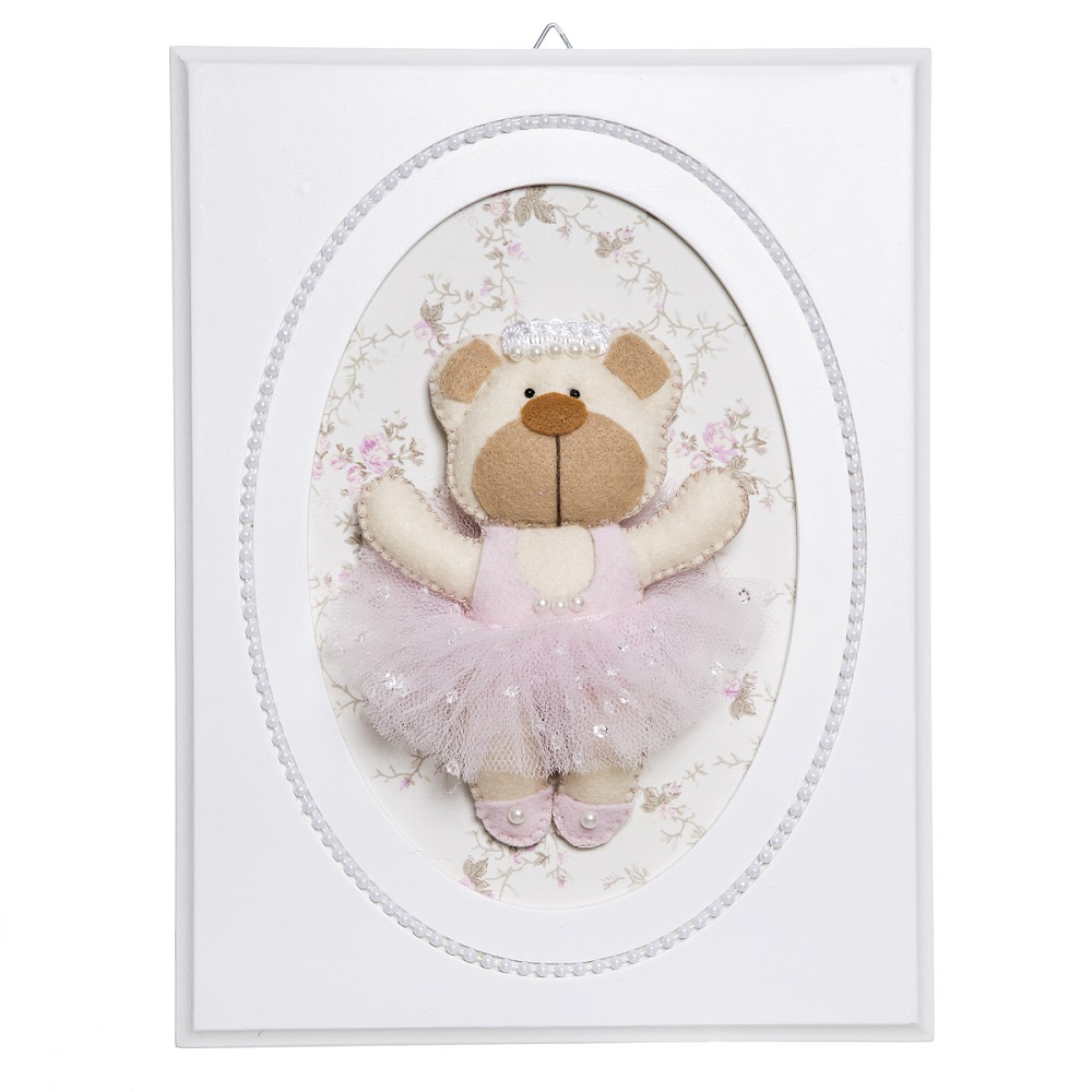Quadrinho Balé Pérolas Ursa Bailarina Quarto Bebê Infantil Menina