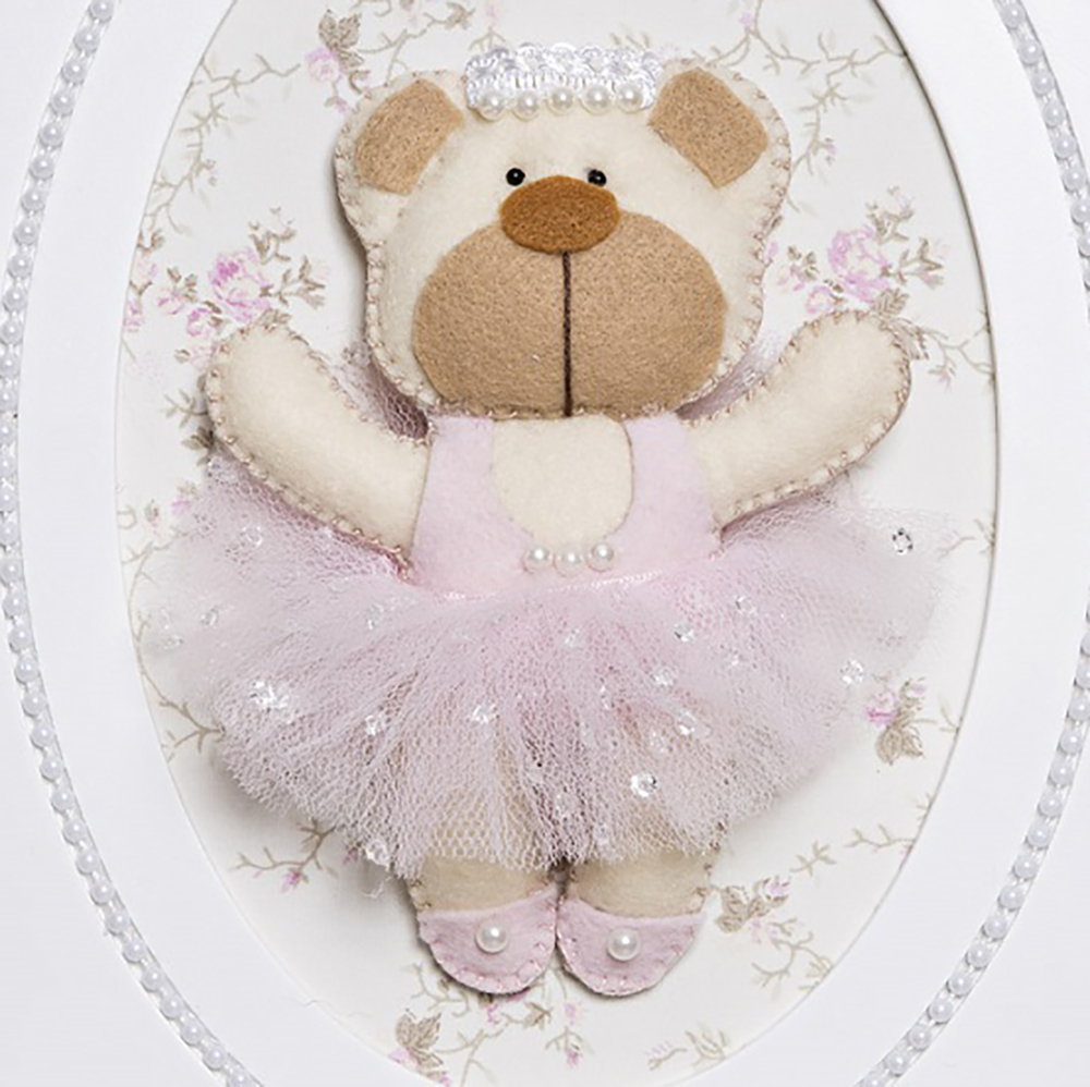 Quadrinho Balé Pérolas Ursa Bailarina Quarto Bebê Infantil Menina