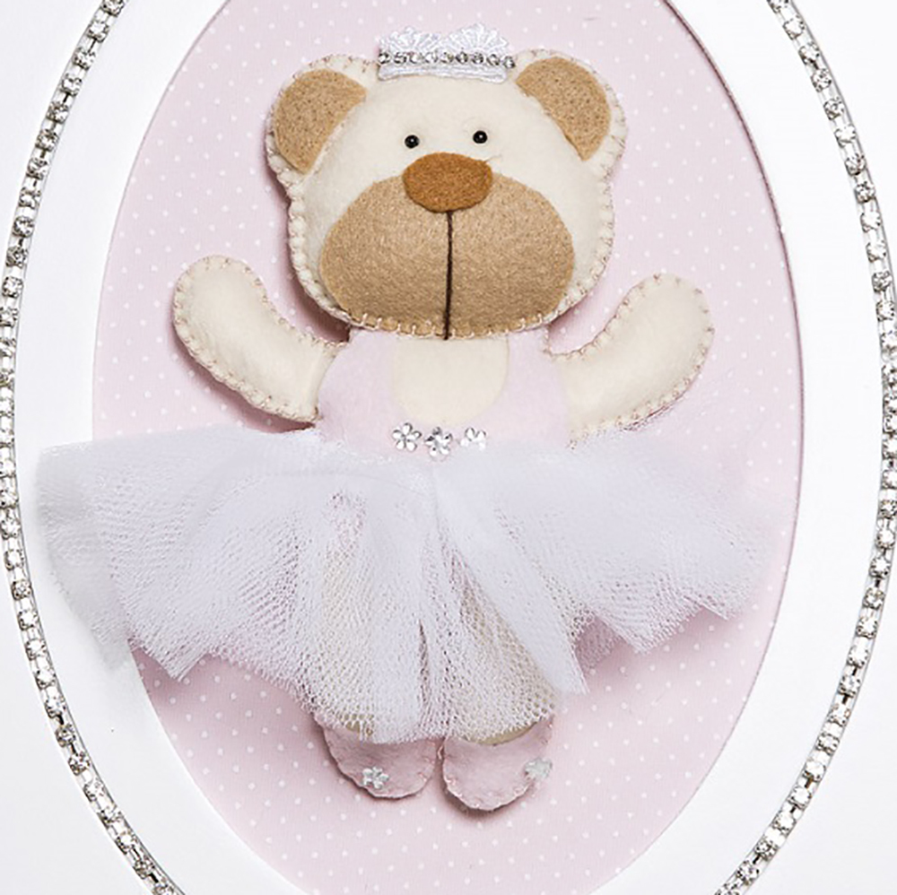 Quadrinho Balé Strass Ursa Bailarina Quarto Bebê Infantil Menina