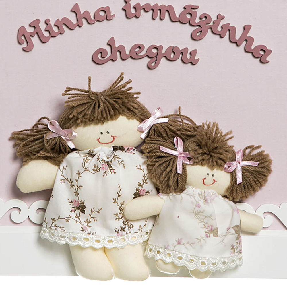 Quadro Arabesco Menina Com Irmãzinha Quarto Bebê Infantil Menina
