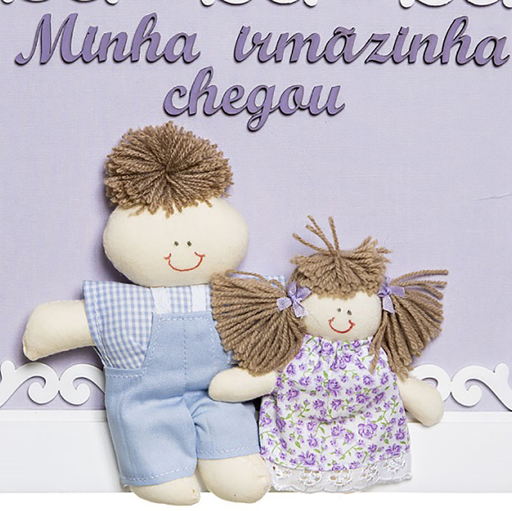 Quadro Arabesco Menino Com Irmãzinha Lilás Quarto Bebê Menina Menino