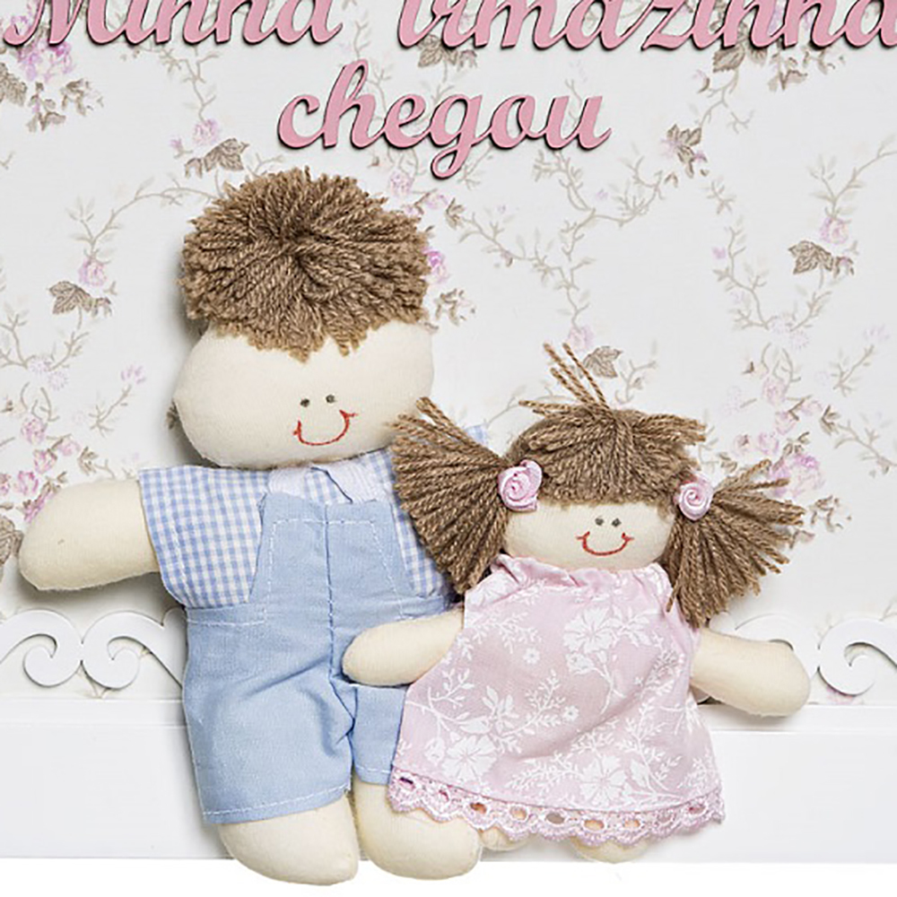 Quadro Arabesco Menino Com Irmãzinha Rosa Quarto Bebê Infantil Menina Menino