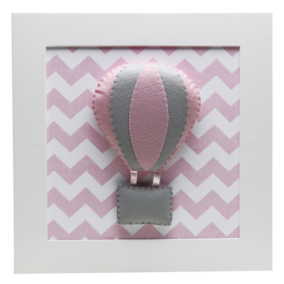 Quadro Decorativo Balão Chevron Rosa Quarto Bebê Infantil Menina
