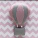Quadro Decorativo Balão Chevron Rosa Quarto Bebê Infantil Menina
