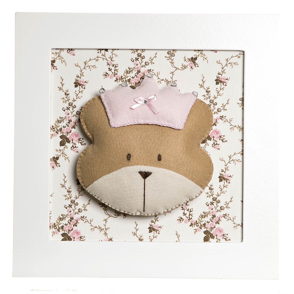Quadro Decorativo Cara De Ursa Princesa Quarto Bebê Infantil Menina
