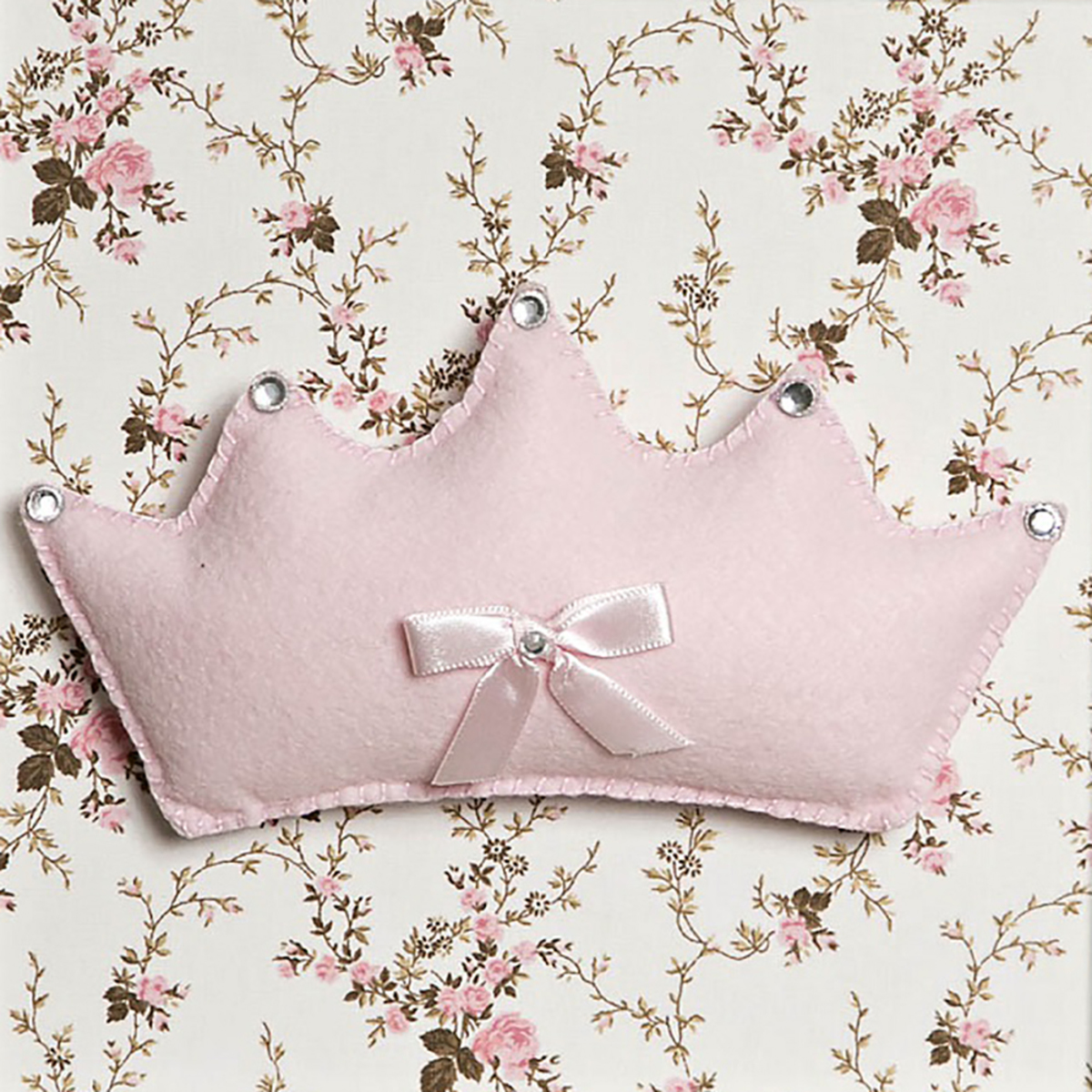 Quadro Decorativo Corôa Rosa Quarto Bebê Infantil Menina