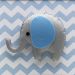 Quadro Decorativo Elefante Chevron Azul Quarto Bebê Infantil Menino
