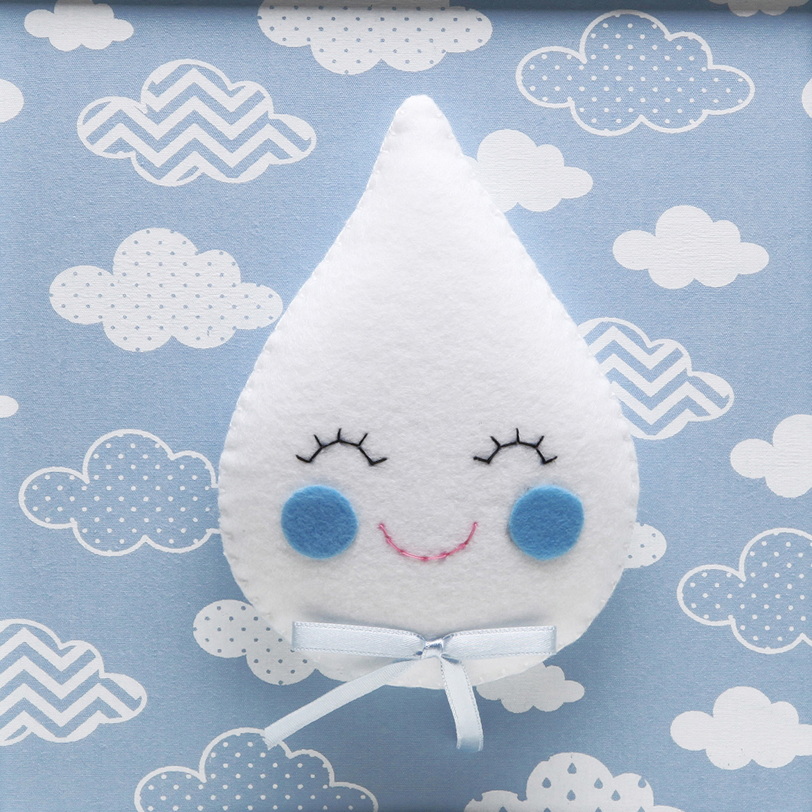 Quadro Decorativo Gota Com Carinha Azul Quarto Bebê Infantil Menino
