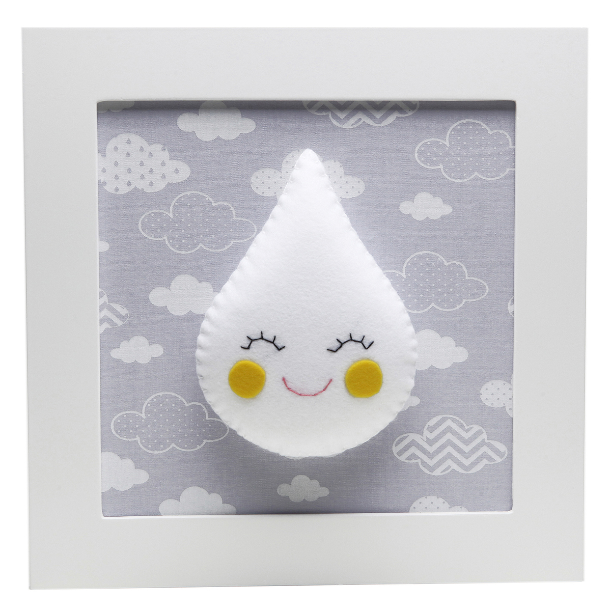 Quadro Decorativo Gota Com Carinha Cinza Quarto Bebê Infantil Menina Menino