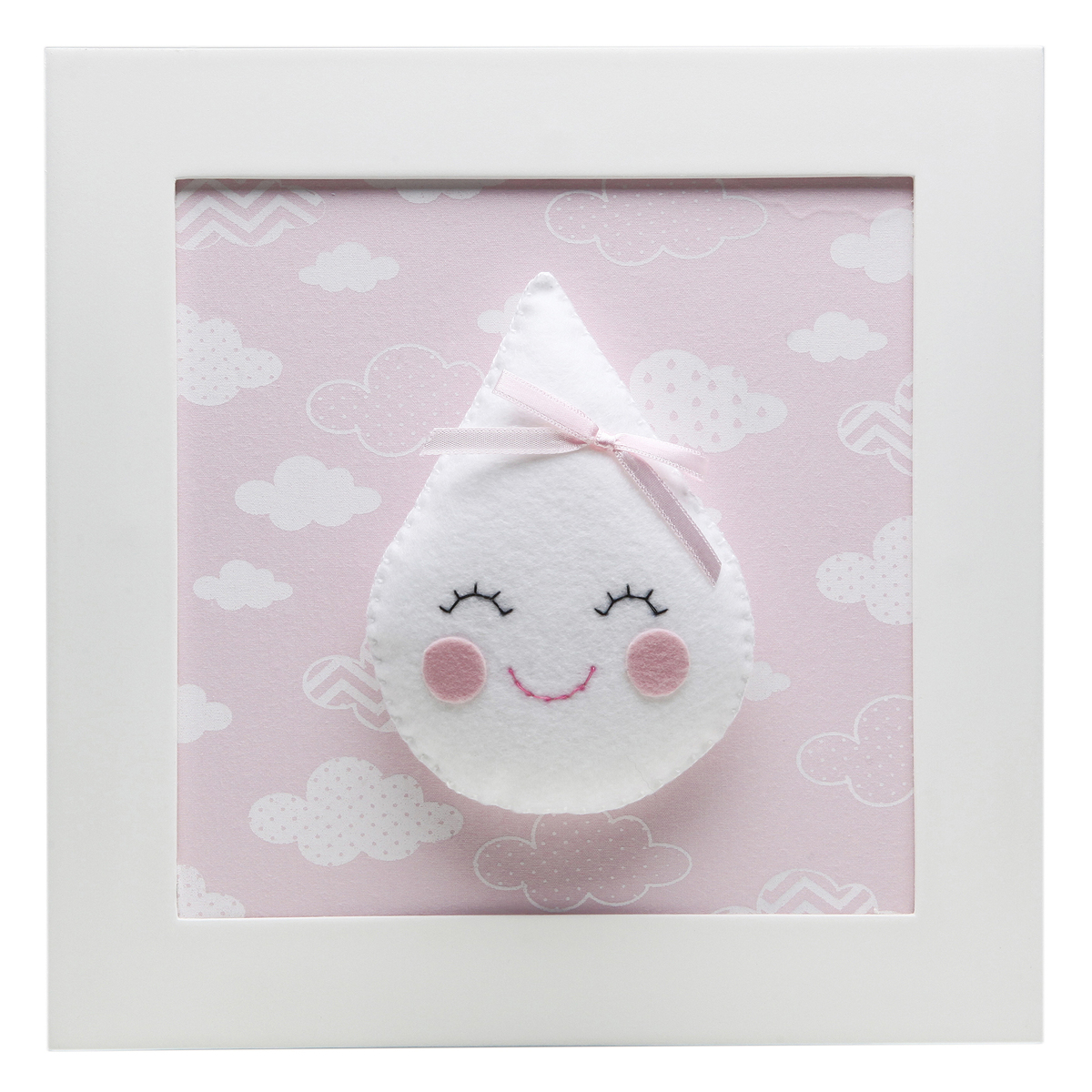 Quadro Decorativo Gota Com Carinha Rosa Quarto Bebê Infantil Menina