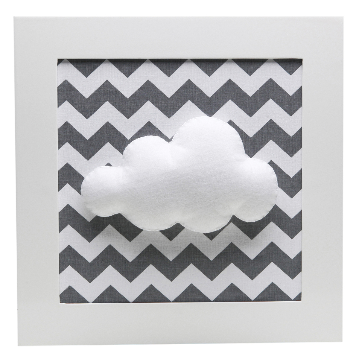 Quadro Decorativo Nuvem Chevron Cinza Quarto Bebê Infantil Menina Menino