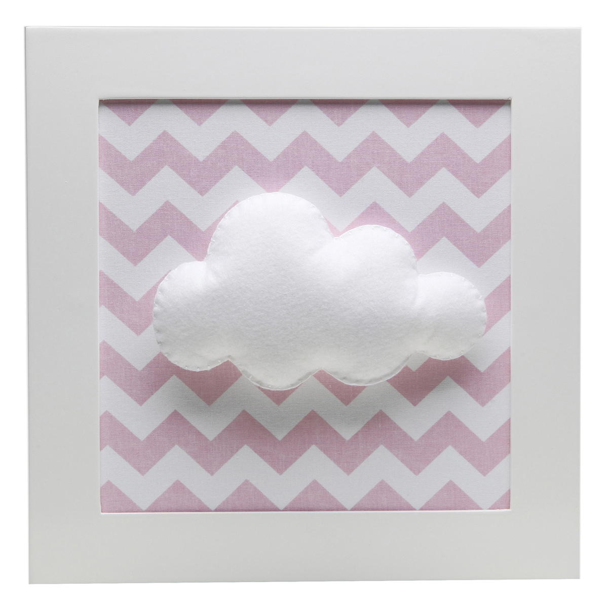Quadro Decorativo Nuvem Chevron Rosa Quarto Bebê Infantil Menina