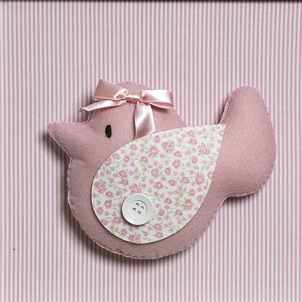 Quadro Decorativo Pássaro Rosa Quarto Bebê Infantil Menina