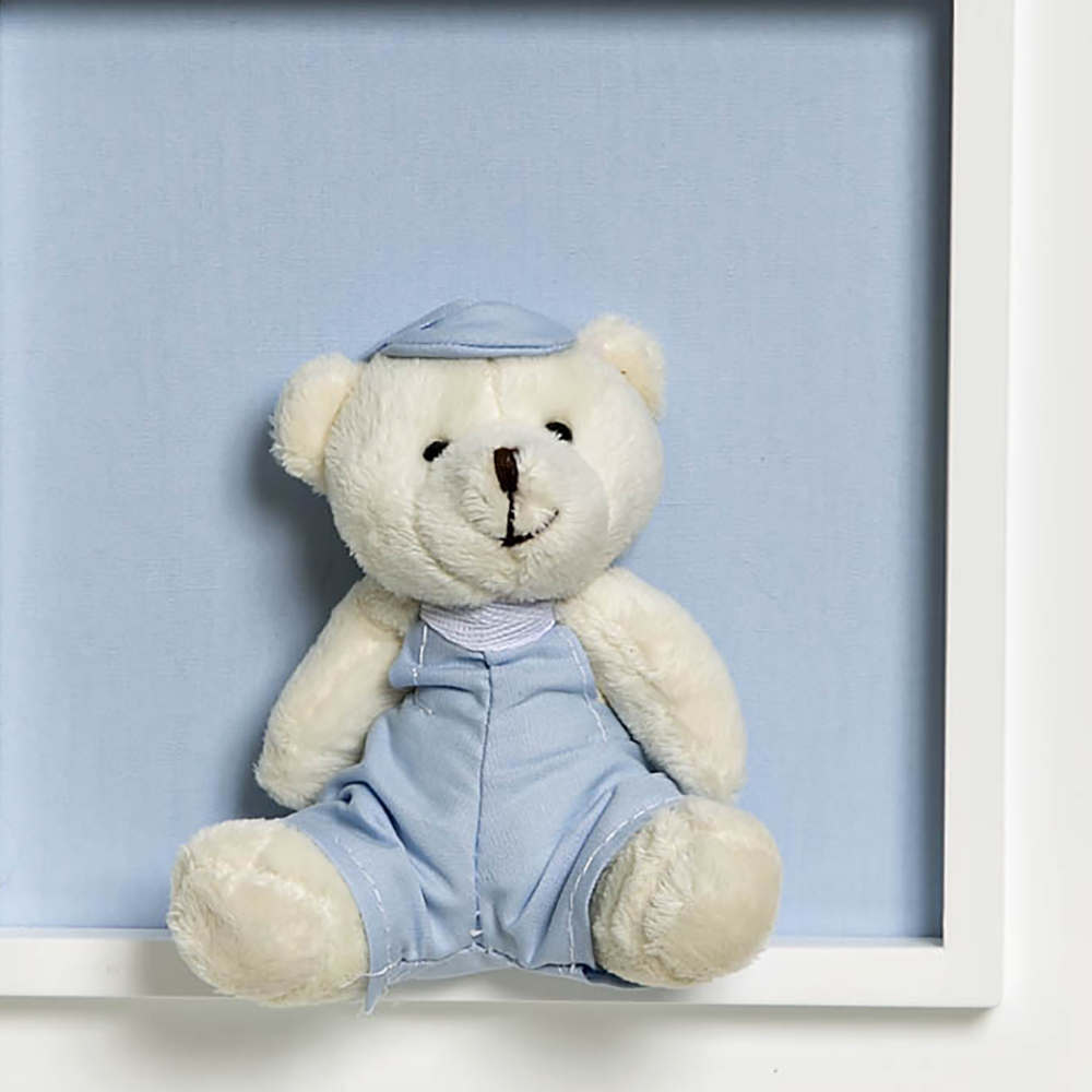Quadro Príncipe Com Urso Boné Quarto Bebê Infantil