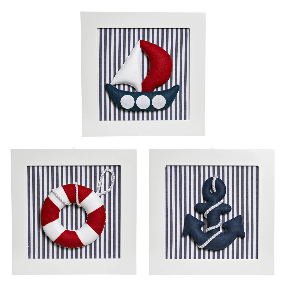 Trio De Quadros Marinheiro Quarto Bebê Infantil Menino