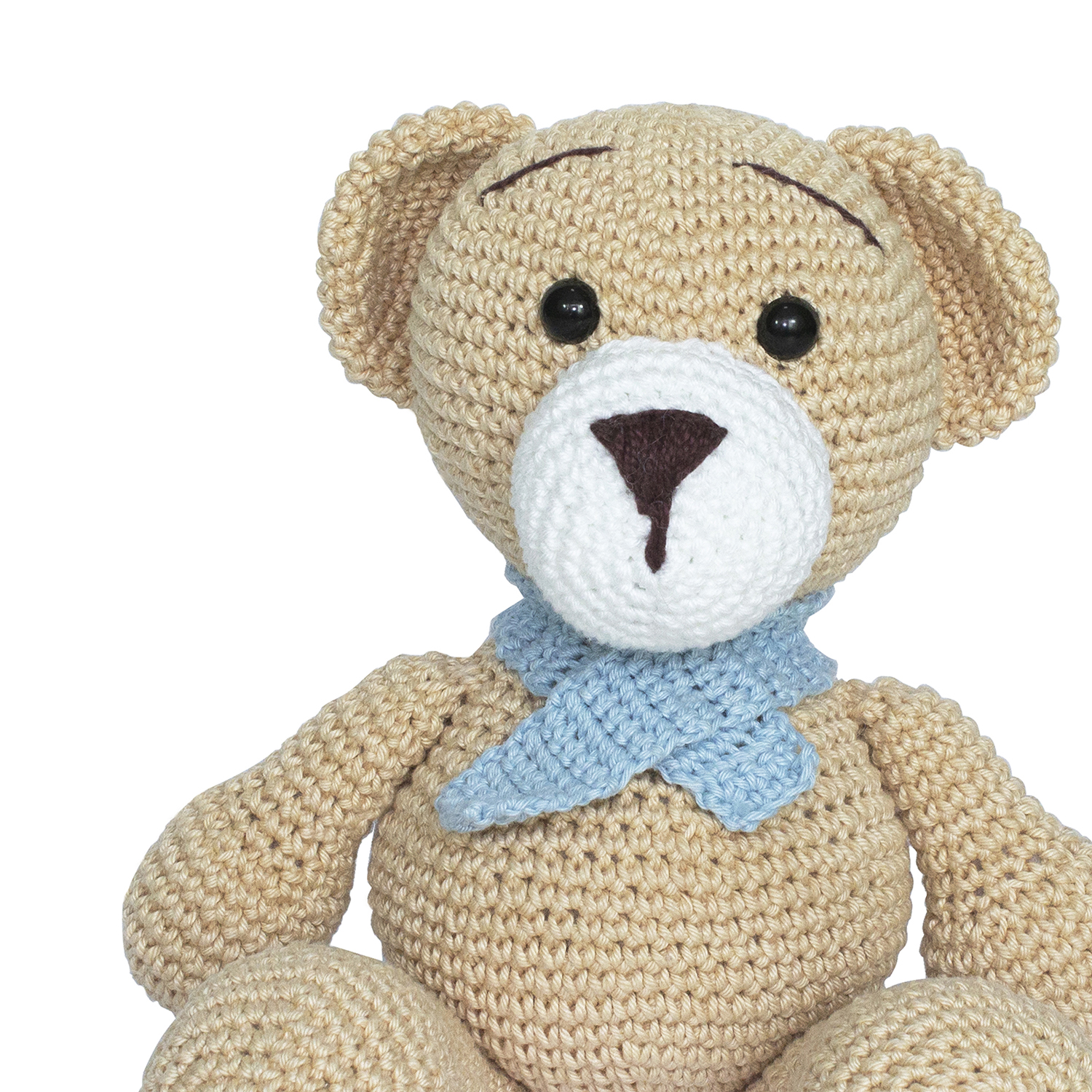 Urso Tom de Cachecol Azul Amigurumi Crochê Quarto Bebê Infantil Menino