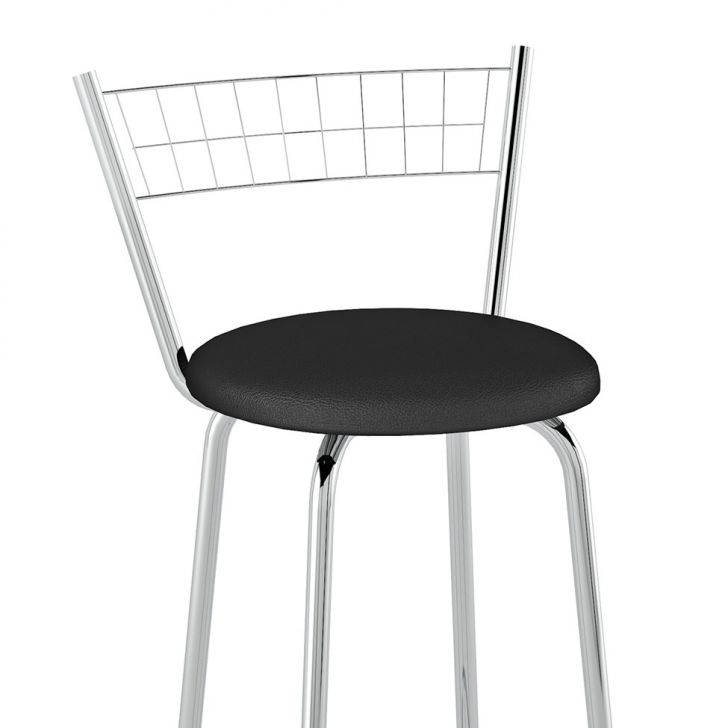 [OUTLET] Banqueta Ângela Cromada e Preta 94 cm