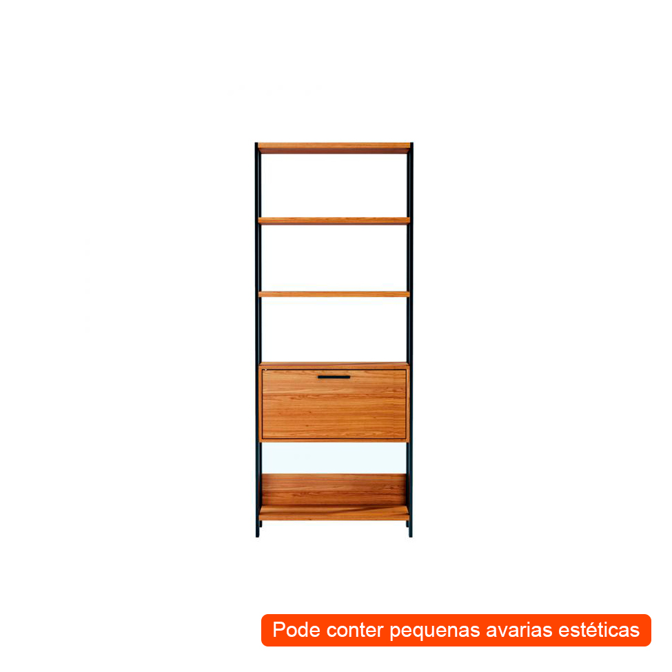 [OUTLET] Estante Dijon 1 PT Freijó e Preta 74 cm
