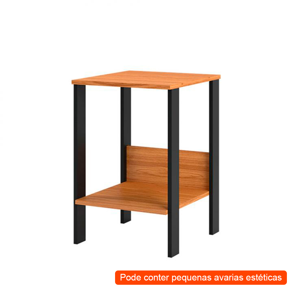 [OUTLET] Mesa Lateral Quadrada Anah Freijó e Preta