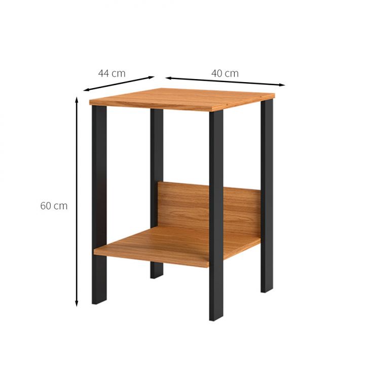 [OUTLET] Mesa Lateral Quadrada Anah Freijó e Preta