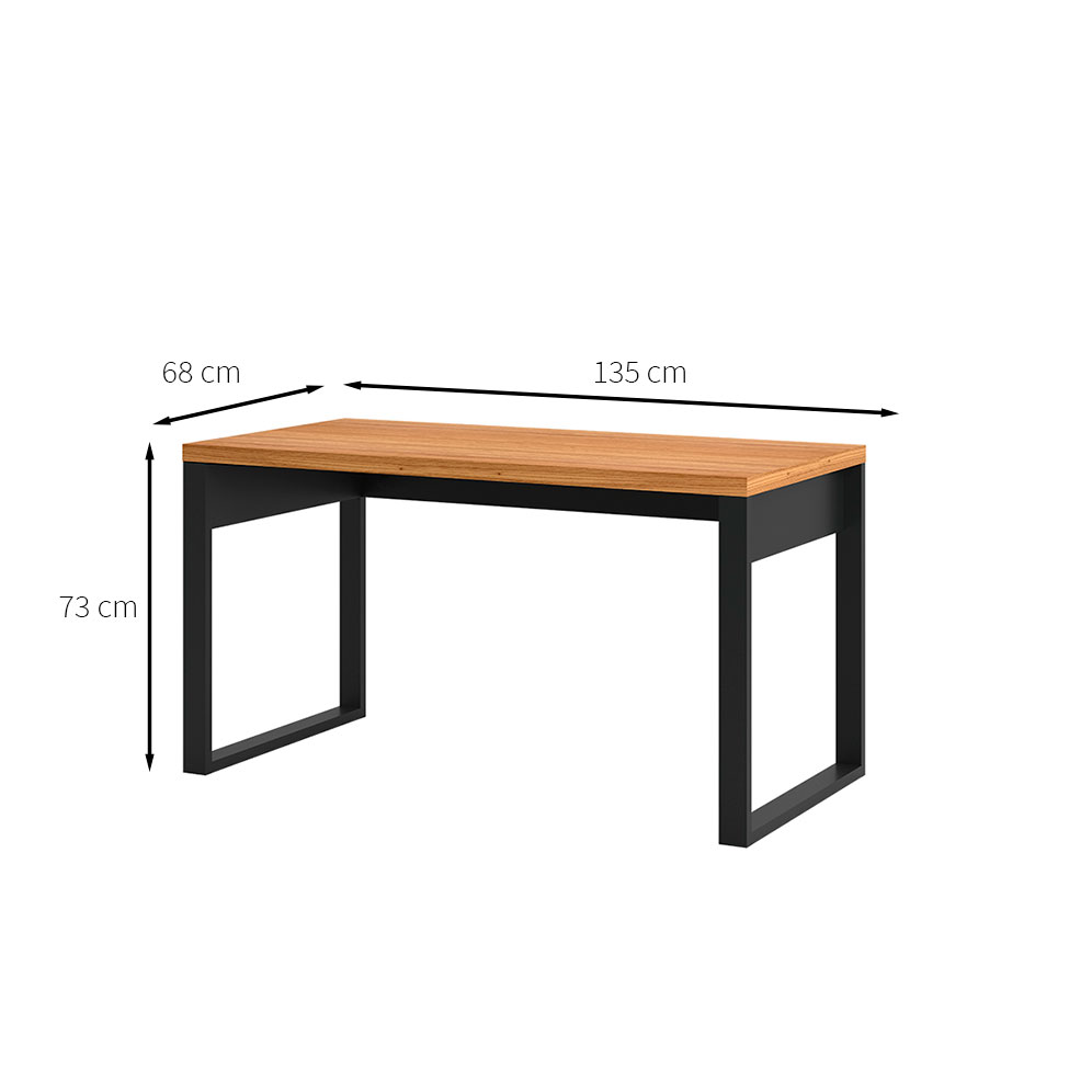 Mesa de Escritório Anah Freijó e Preta 135 cm