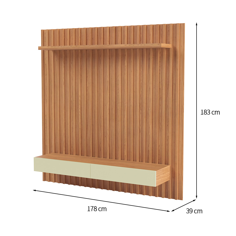 Painel para TV até 65 Polegadas Kira 2 GV Freijó e Off White 178 cm