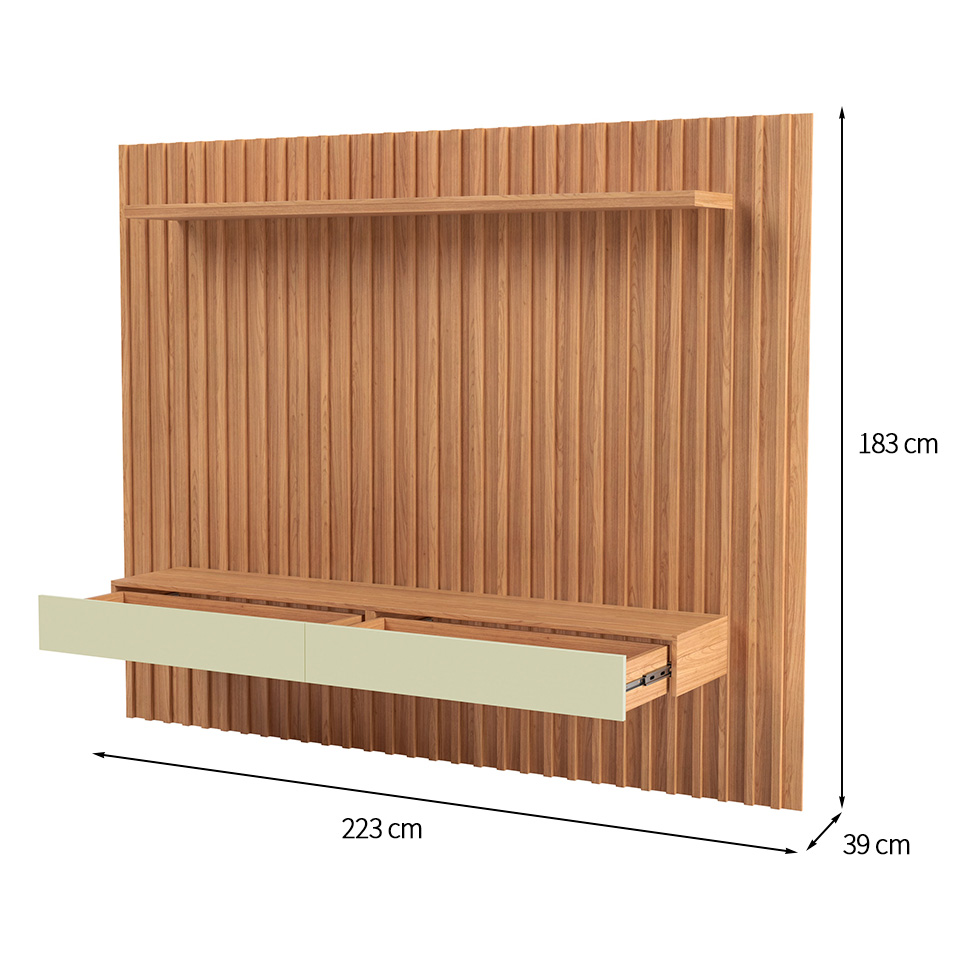 Painel para TV até 65 Polegadas Kira 2 GV Freijó e Off White 223 cm