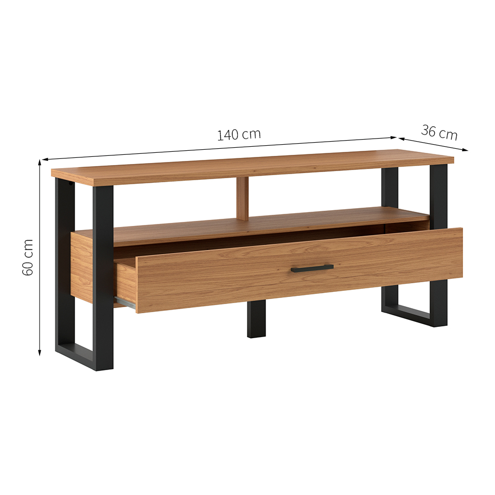 Rack Pernambuco 1 GV Freijó e Preto 140 cm