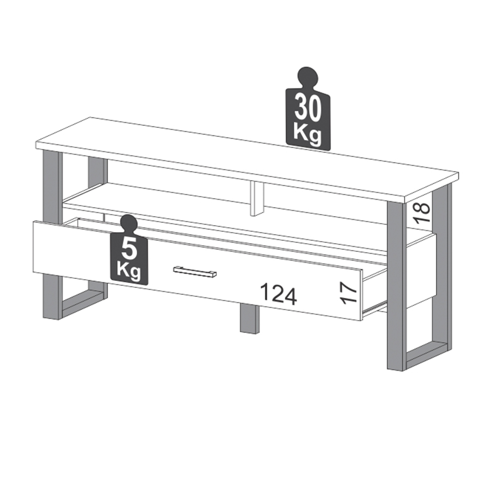 Rack Pernambuco 1 GV Freijó e Preto 140 cm