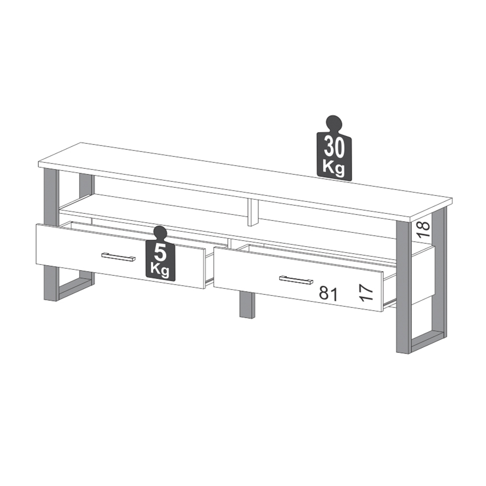 Rack Pernambuco 2 GV Freijó e Preto 180 cm