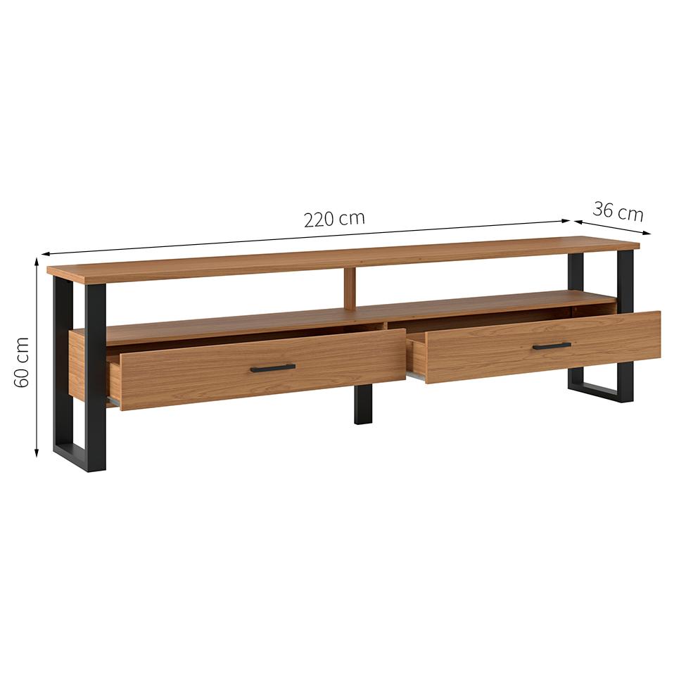 Rack Pernambuco 2 GV Freijó e Preto 220 cm