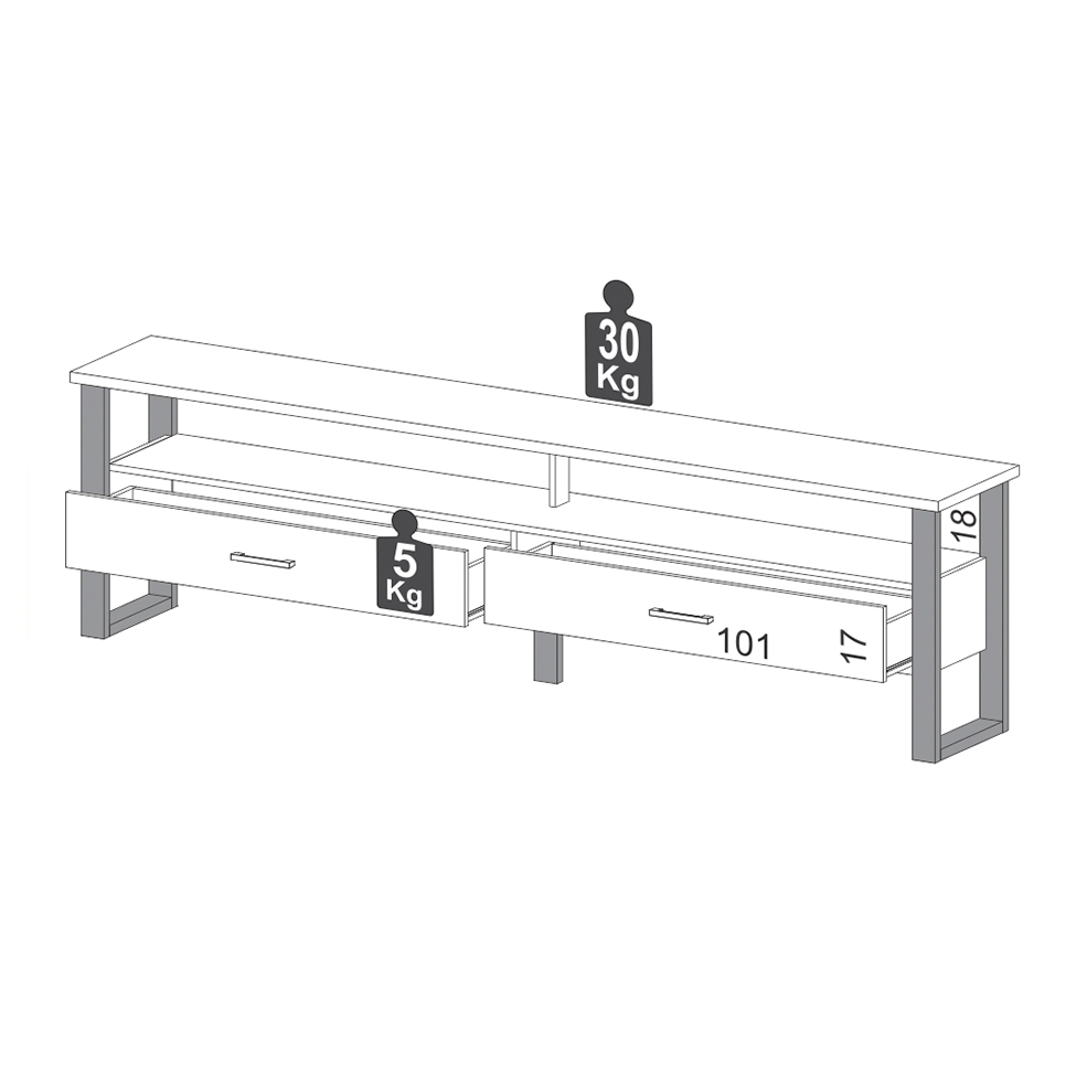 Rack Pernambuco 2 GV Freijó e Preto 220 cm