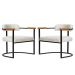 Kit 02 Poltronas Ohio Braço Madeira Linho Marfim Estrutura Bronze