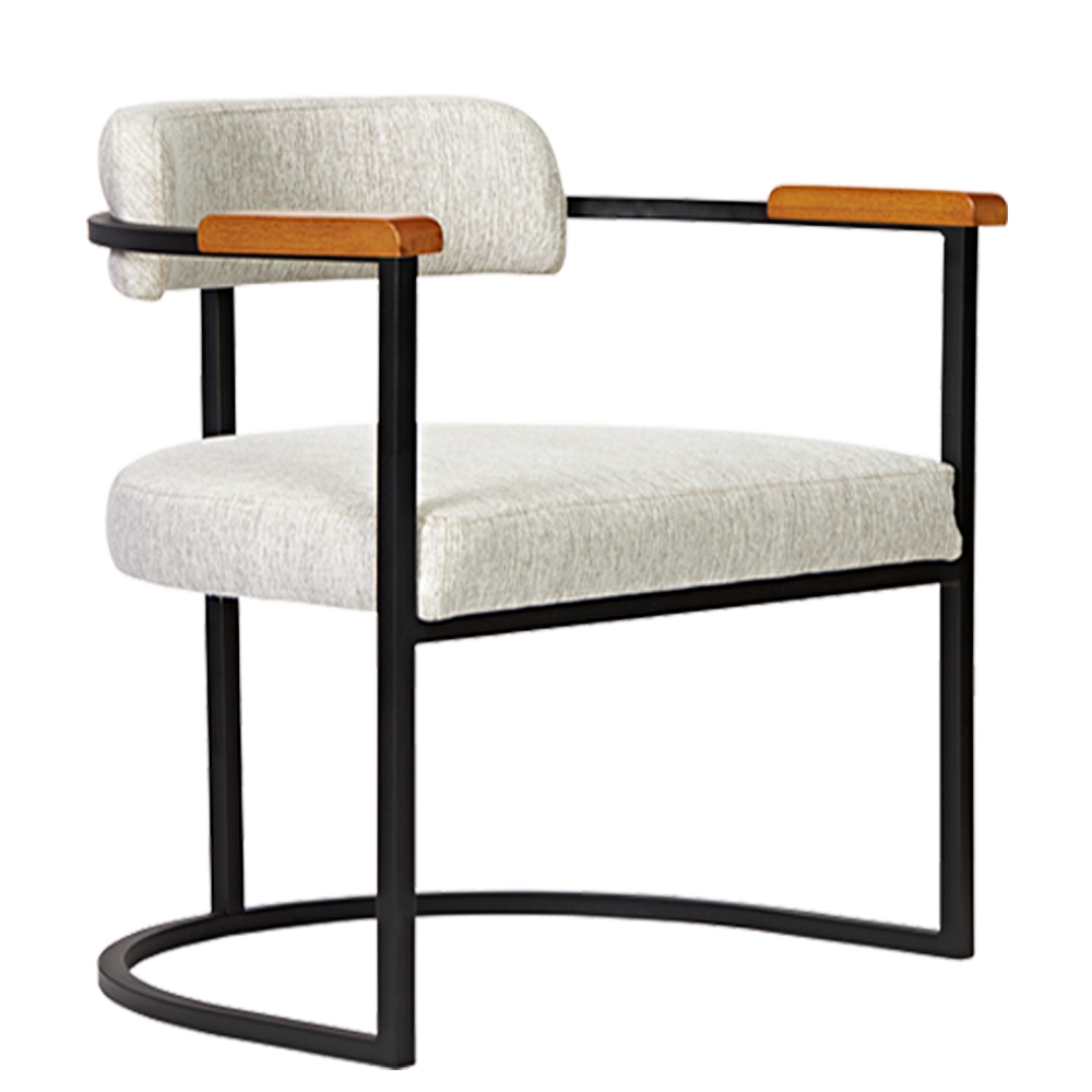 Kit 02 Poltronas Ohio Braço Madeira Linho Marfim Estrutura Dourado