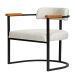 Kit 02 Poltronas Ohio Braço Madeira Linho Marfim Estrutura Preto