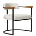 Kit 02 Poltronas Ohio Braço Madeira Linho Marfim Estrutura Preto