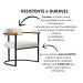 Kit 02 Poltronas Ohio Braço Madeira Linho Marfim Estrutura Preto