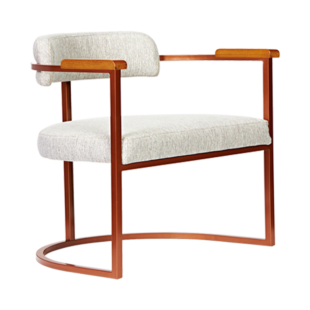 Kit 02 Poltronas Ohio Linho Bege Estrutura Bronze