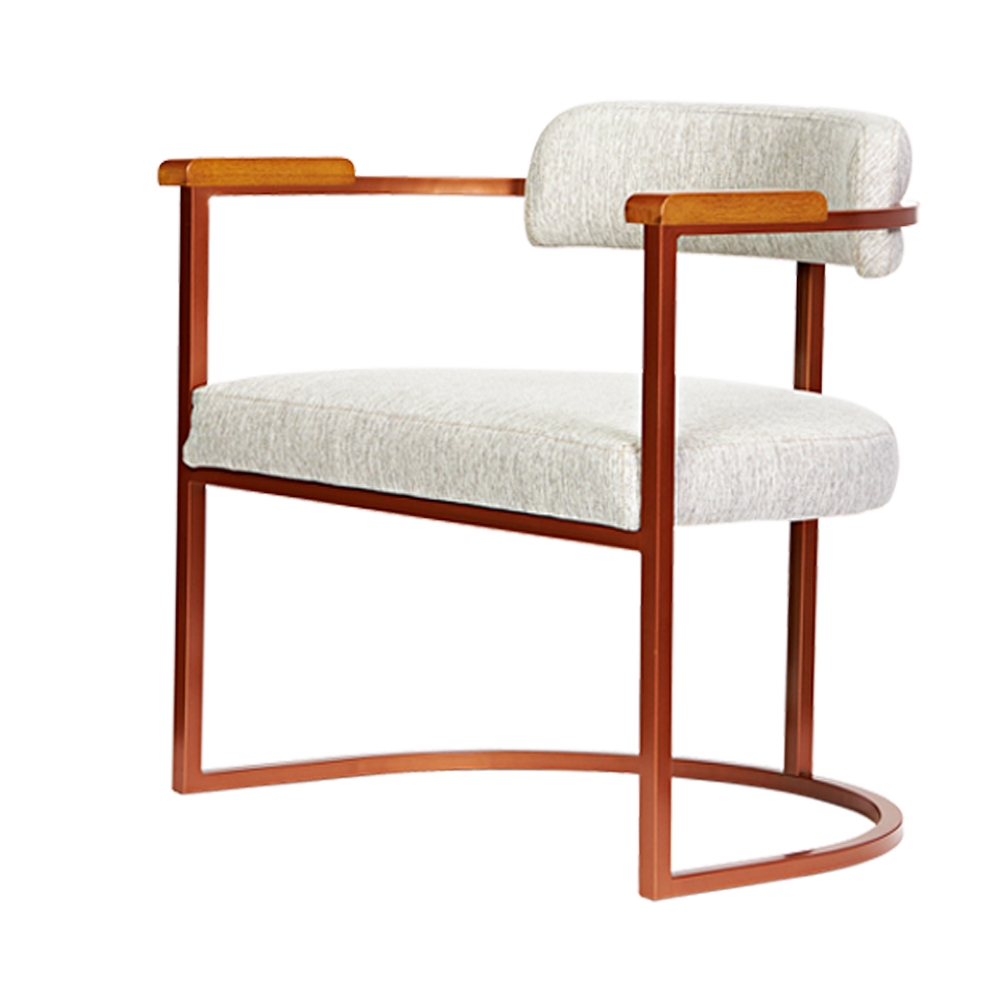 Kit 02 Poltronas Ohio Linho Bege Estrutura Bronze