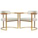Kit 02 Poltronas Ohio Linho Bege Estrutura Dourado