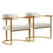 Kit 02 Poltronas Ohio Linho Bege Estrutura Dourado